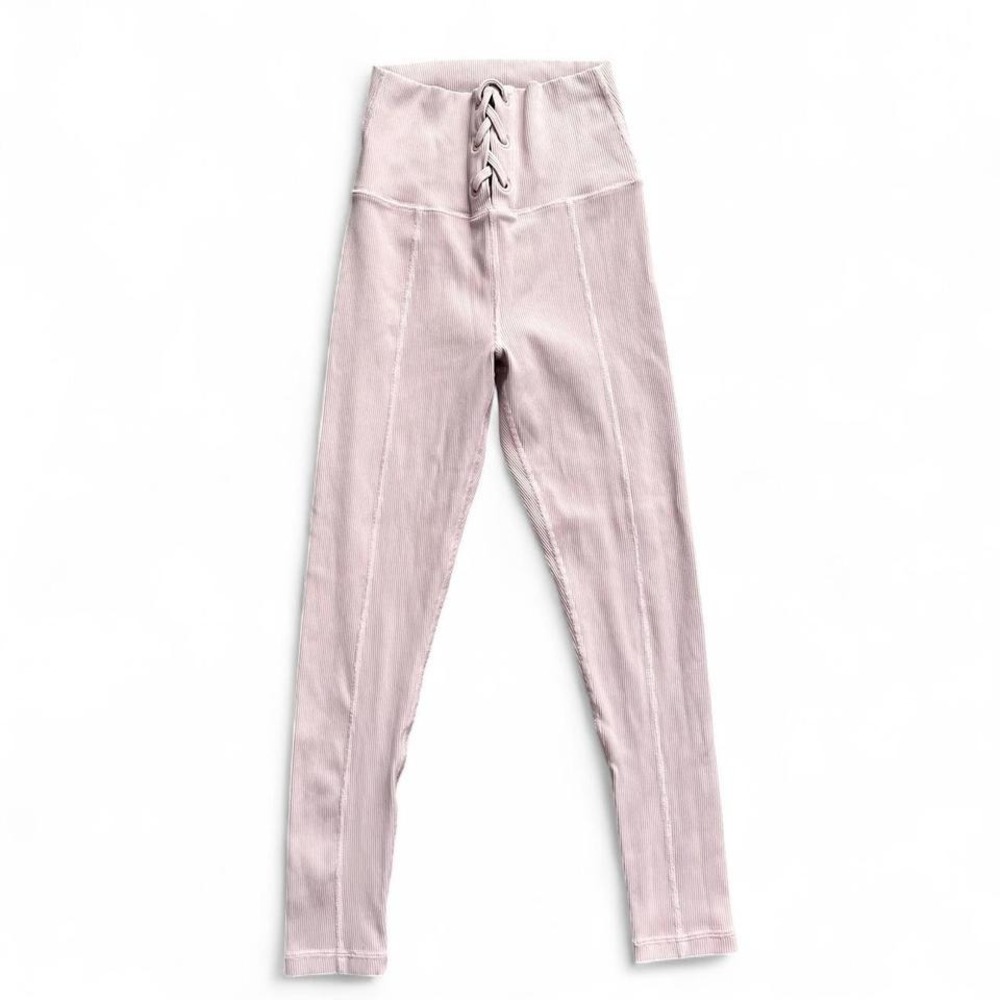 OFFLINE by Aerie Ribbed Lace-Up Leggings Lilac Medium Short Athleisure